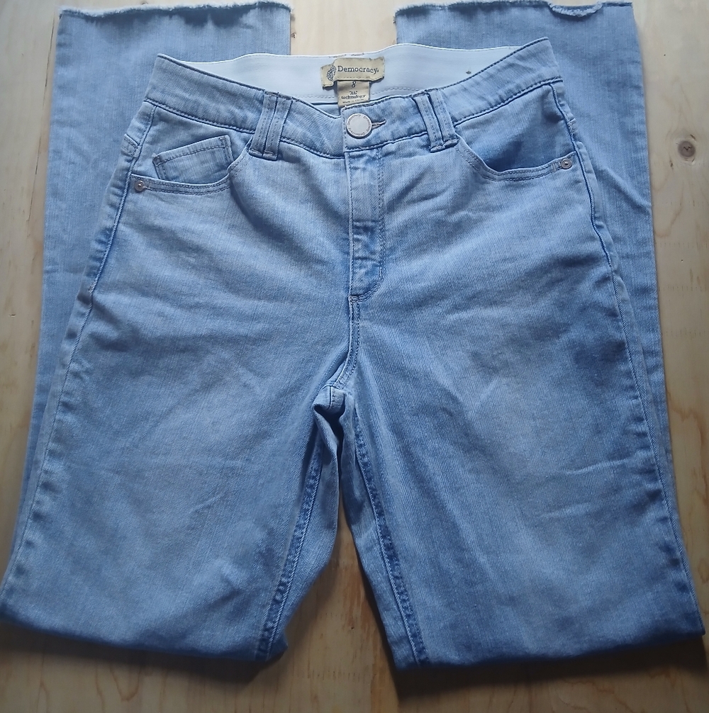 Democracy Womens Bootcut Flare Ab Tech Dark Blue Jeans Stretch Sz 8 Denim Summer